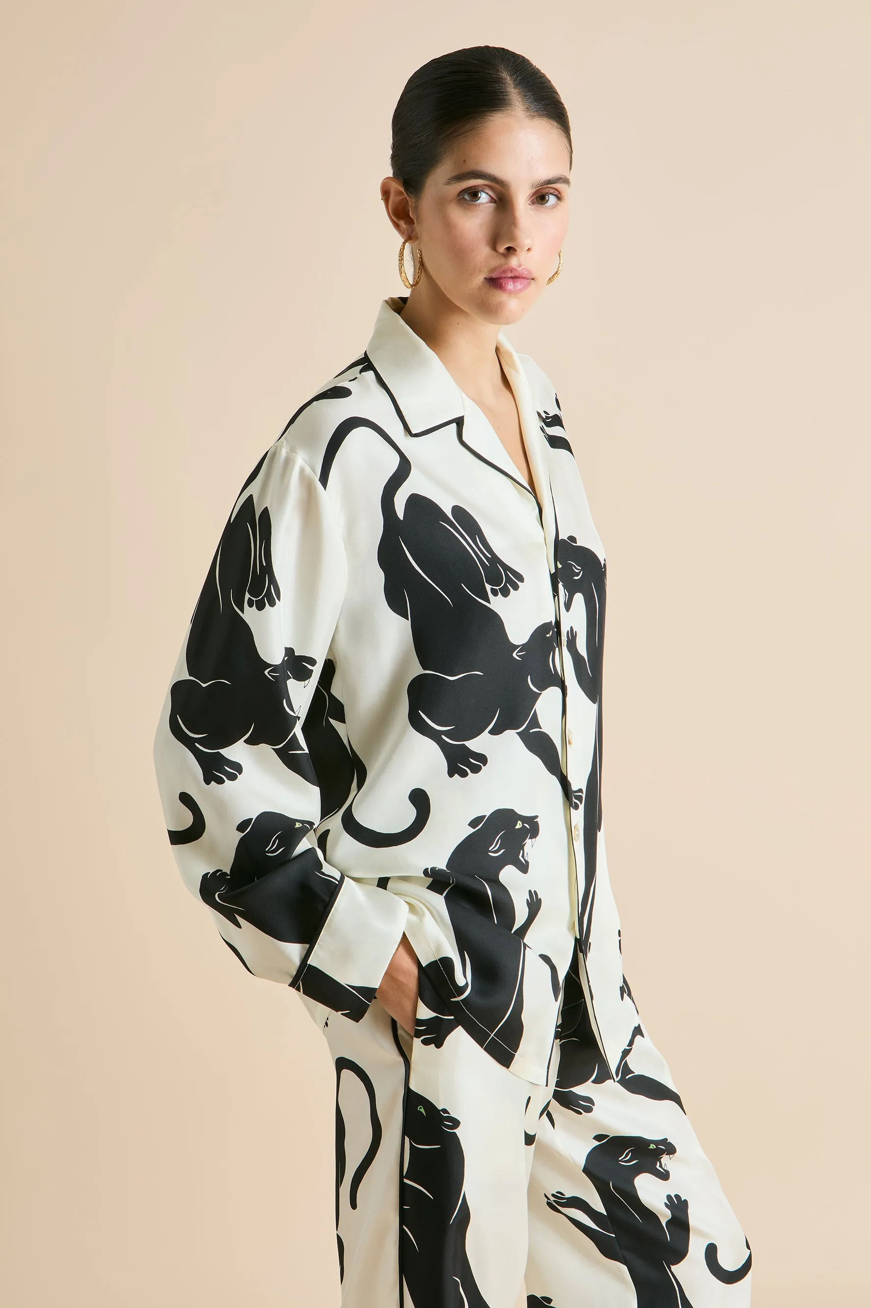 Yves Romain Ivory Panther Pajamas