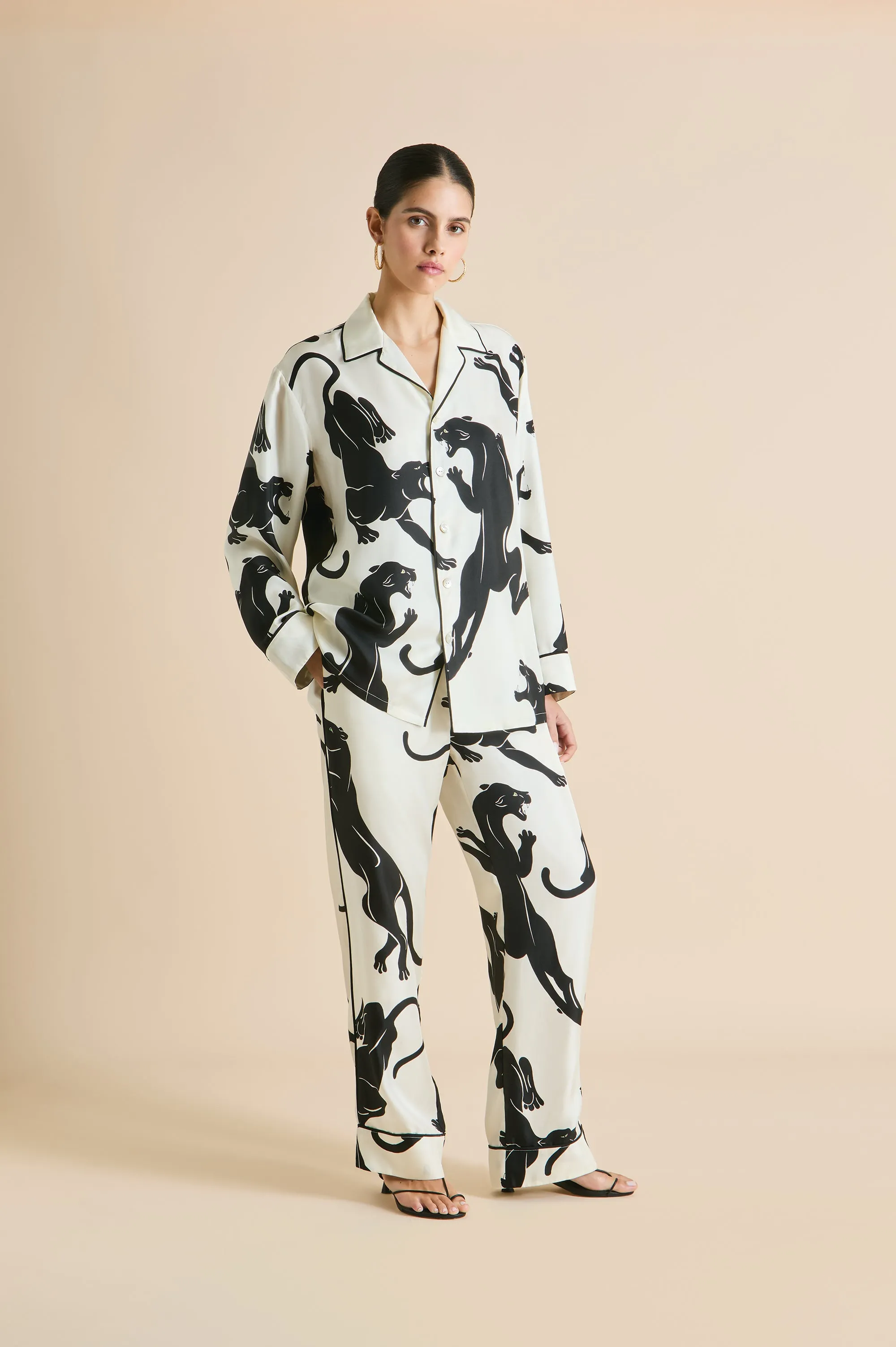 Yves Romain Ivory Panther Pajamas